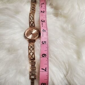 Ellen Tracy rose gold & rhinestone bracelet watch